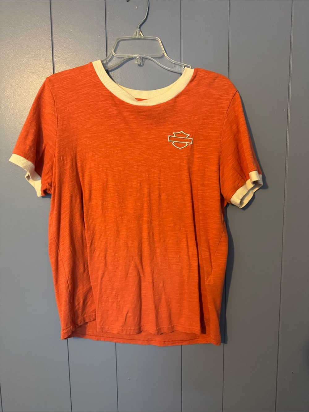 Harley-Davidson Orange Tee with White Trim and Chest Shield